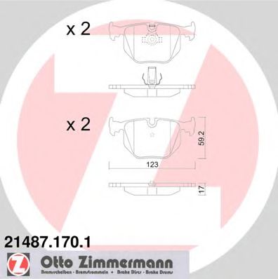Комплект тормозных колодок, дисковый тормоз ZIMMERMANN 21487.170.1 - фото 