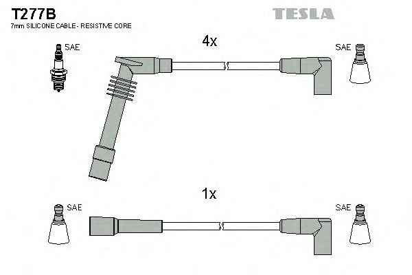 Комплект кабелів запалювання Tesla T277B - фото 
