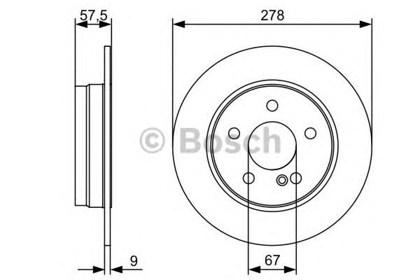 Диск тормозной задний (невентилируемый) (в упаковке два диска, цена указана за один) (Bosch) - фото 
