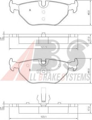 Колодки тормозные SAAB 9-5/9-5 KOMBI задние (ABS) A.B.S. All Brake Systems 37267 - фото 