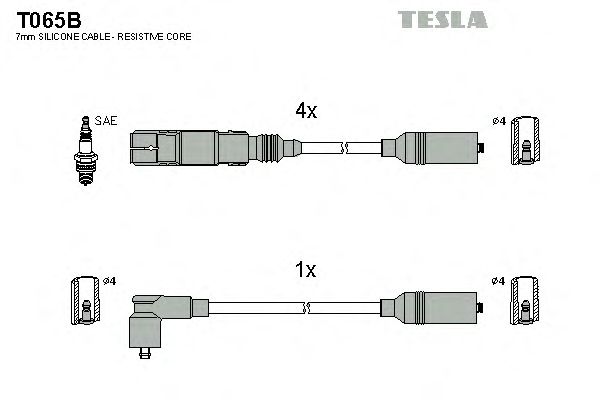 Комплект кабелів запалювання Tesla T065B - фото 