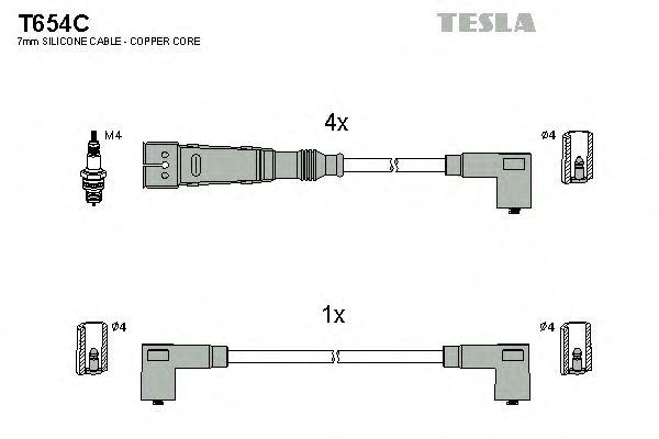 Комплект кабелів запалювання Tesla T654C - фото 