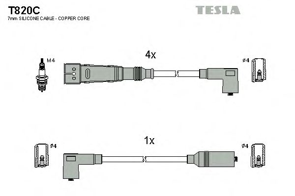 Кабель зажигания, к-кт TESLA Seat,Volkswagen 91-99 1,4_1,6 (Tesla) - фото 