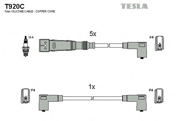 Кабель зажигания, комплект TESLA Volkswagen T4 90-03 3,5 (Tesla) - фото 