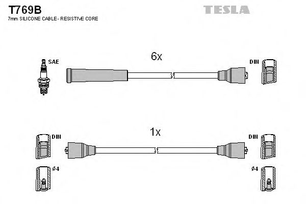 Комплект жгутів запалювання Tesla T769B - фото 