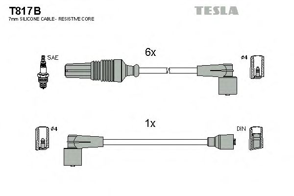 Комплект дротів запалювання Tesla T817B - фото 