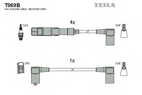 Кабель зажигания, комплект TESLA Аналог TES T740C Mersedes 80-97 1,8 (Tesla) - фото 