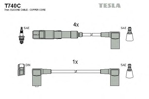 Комплект кабелів запалювання Tesla T740C - фото 