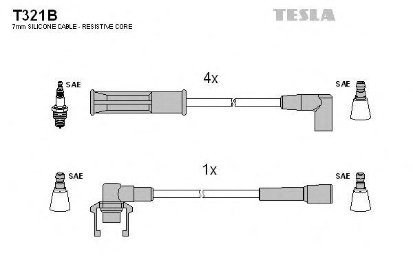 Кабель зажигания, к-кт TESLA Renault 88- 1,2_1,4 (Tesla) - фото 