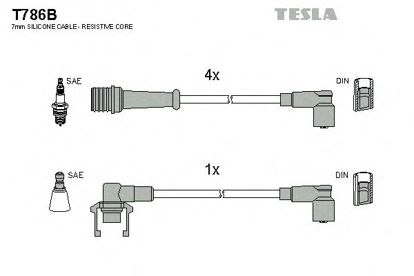 Комплект кабелів запалювання Tesla T786B - фото 