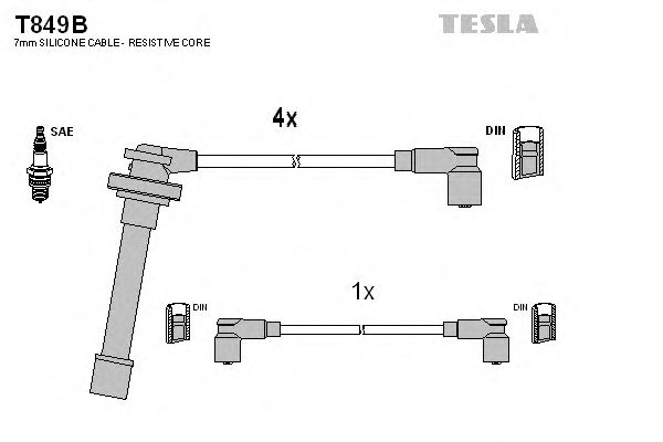 Комплект жгутів запалювання Tesla T849B - фото 