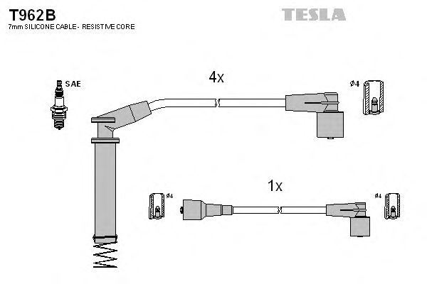 Комплект жгутів запалювання Tesla T962B - фото 