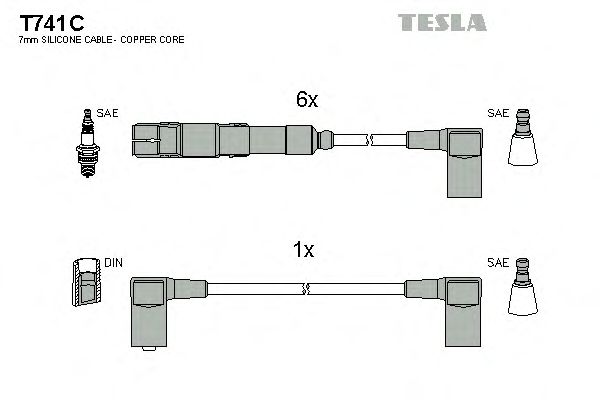 Комплект дротів запалювання Tesla T741C - фото 
