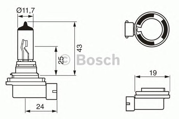 Лампа розжарювання H11 12V 55W PGJ19-2 PURE LIGHT (вир-во Bosch) - фото 0