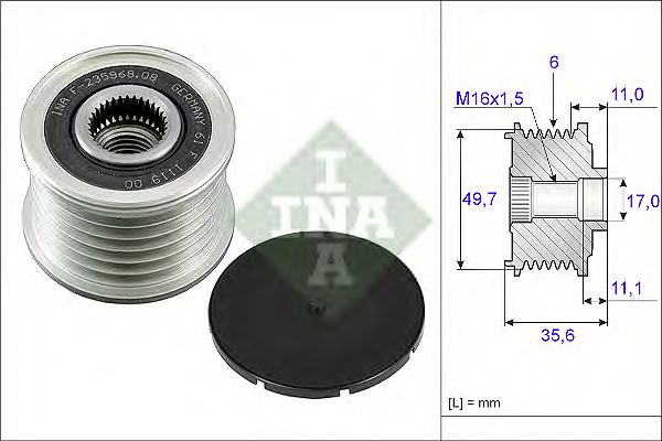 Механізм вільного ходу генератора MB (вир-во Ina) INA 535 0086 10 - фото 