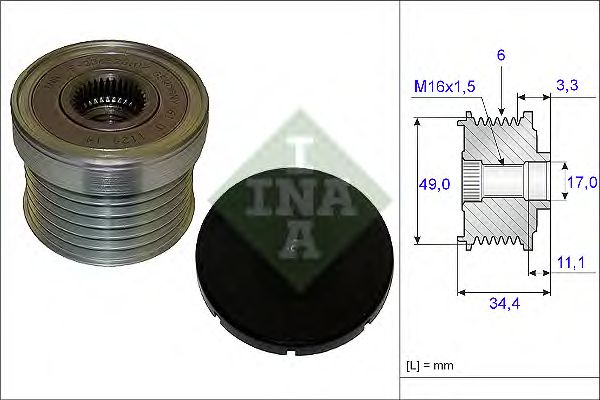 Шкив генератора с обгонной муфтой (Ina) INA 535 0183 10 - фото 