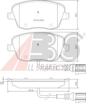 Комплект гальмових колодок, дискове гальмо (вир-во ABS) A.B.S. 37338 - фото 