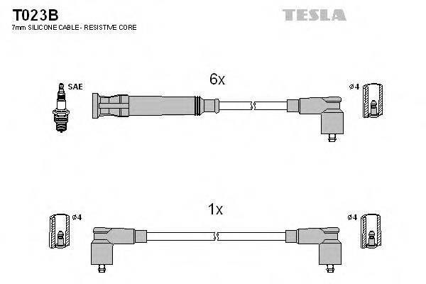 Кабель зажигания, к-кт TESLA BMW E21,E30,E28 77-87 2,0_2,3 (Tesla) - фото 