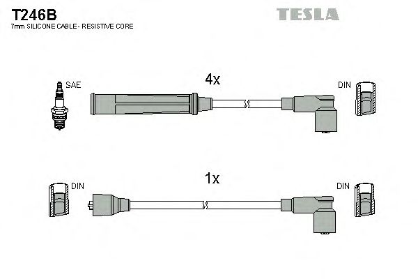 Комплект кабелів запалювання Tesla T246B - фото 