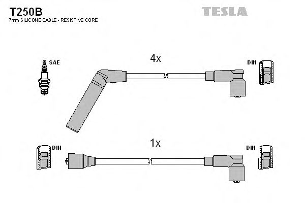 Комплект кабелів запалювання Tesla T250B - фото 