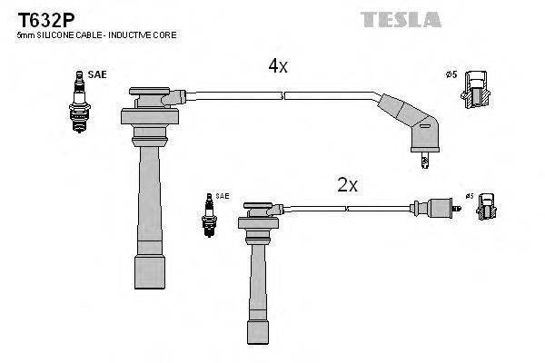 Комплект кабелiв запалювання Tesla T632P - фото 