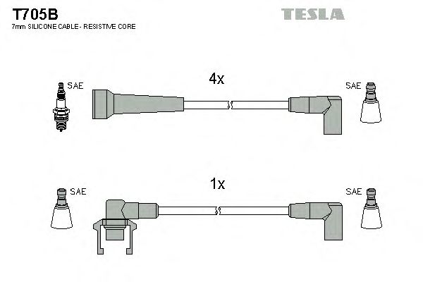 Комплект жгутів запалювання Tesla T705B - фото 