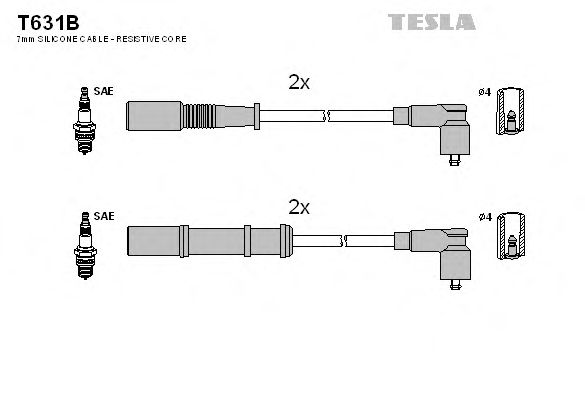 Комплект проводов зажигания Tesla T631B - фото 