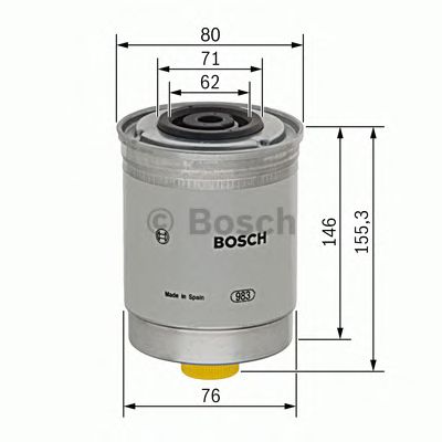 Паливний фільтр диз (вир-во Bosch) - фото 0