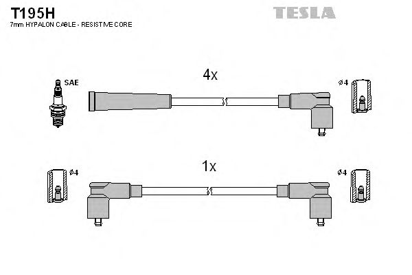 Кабель зажигания, комплект TESLA SKODA (ШКОДА) Felicia 94-01 1,3i 135B (SPI),136B (SPI) (Tesla - фото 