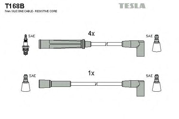 Комплект кабелів запалювання Tesla T168B - фото 