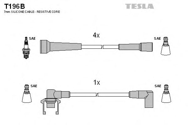 Комплект кабелів запалювання Tesla T196B - фото 