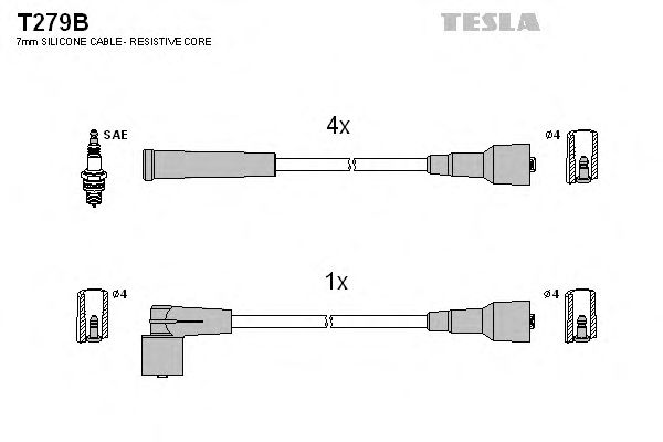 Комплект кабелів запалювання Tesla T279B - фото 