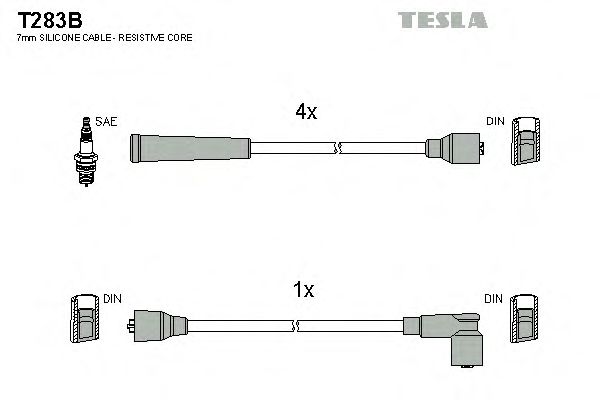 Кабель зажигания, комплект TESLA OPEL (ОПЕЛЬ) Rekord 82-86 1,8 (Tesla) - фото 