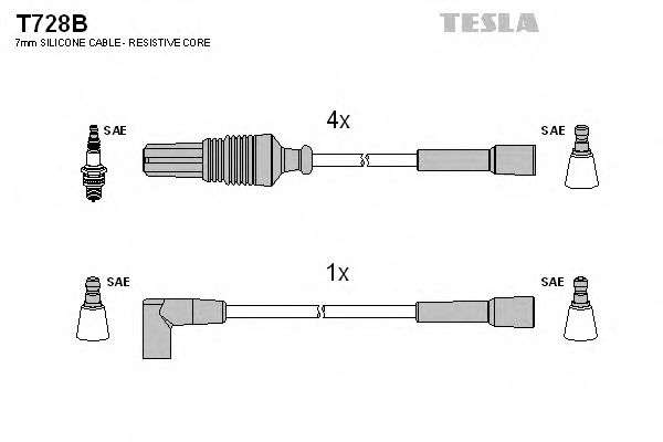 Комплект кабелів запалювання Tesla T728B - фото 