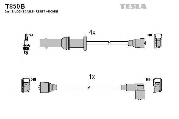 Комплект проводов зажигания Tesla T850B - фото 