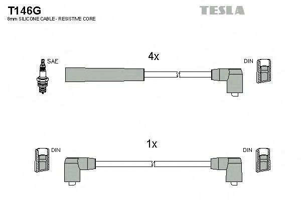 Кабель зажигания, комплект TESLA FORD (ФОРД) 85-94 (Tesla) - фото 
