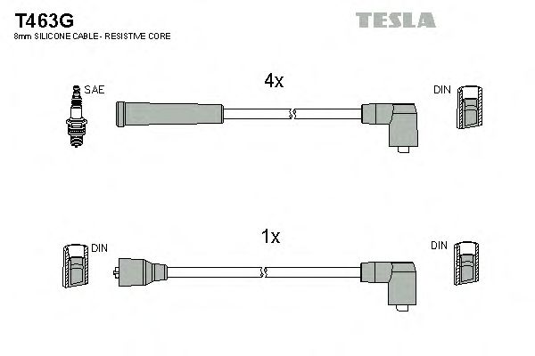 Комплект кабелів запалювання Tesla T463G - фото 
