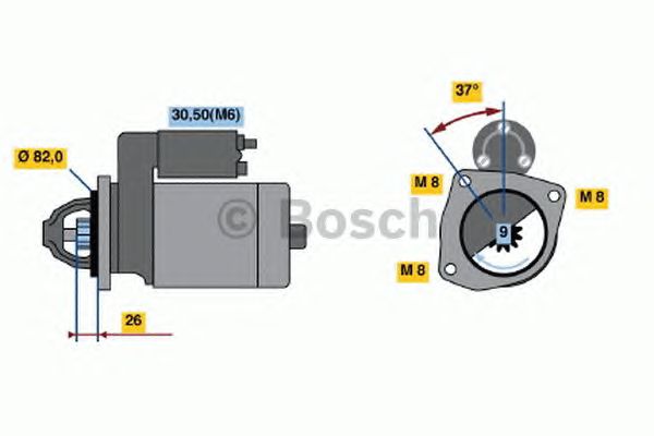Стартер 12v, 2.5kw (вир-во Bosch) BOSCH 0 001 109 302 - фото 