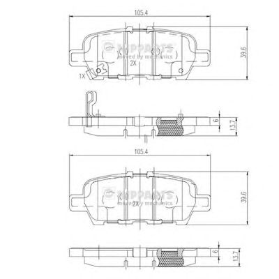 Колодки тормозные диск. Nissan QASHQAI 07-; LEAF; JUKE; MURANO; X-TRAIL (вир-во Nipparts) NIPPARTS N3611051 - фото 