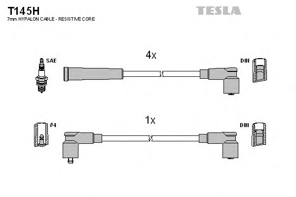Кабель зажигания, комплект TESLA Аналог TES T372S SKODA (ШКОДА) Felicia 94-01 1,3 135B (SPI) ( Tesla T145H - фото 