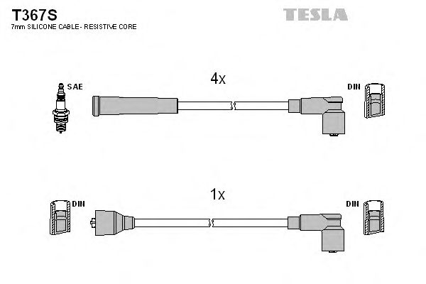 Комплект кабелiв запалювання Tesla T367S - фото 