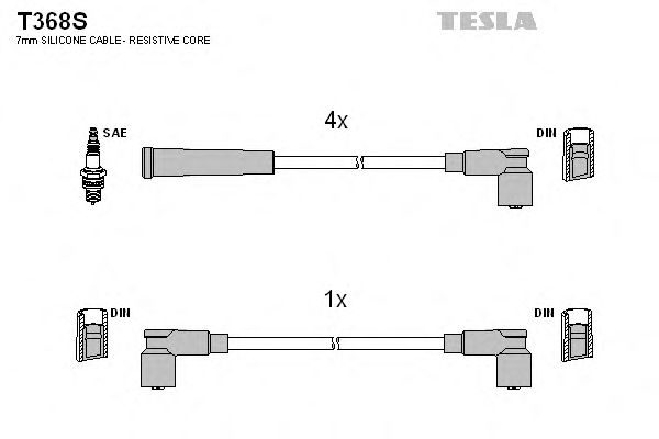 Кабель зажигания, комплект TESLA SKODA (ШКОДА) Favorit 1,3 -92 (Tesla) T368S - фото 