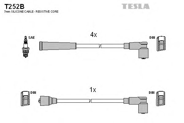 Комплект кабелів запалювання Tesla T252B - фото 