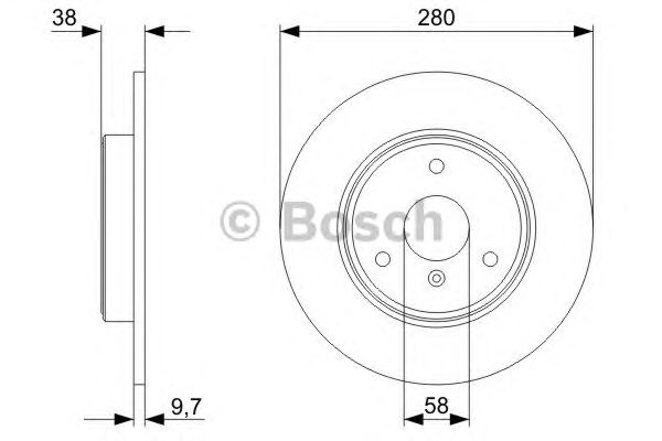 Диск тормозной передний невентилируемый (в упаковке два диска, цена указана за один) (Bosch) - фото 