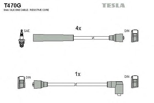 Кабель зажигания, комплект TESLA FORD (ФОРД) Sierra 82-93 1,3 (Tesla) T470G - фото 
