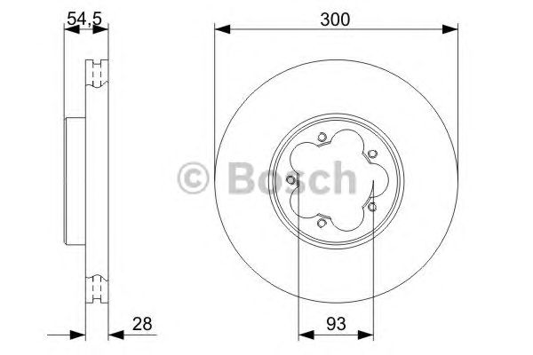 Диск тормозной FORD TRANSIT 2.2-2.4 06- передн. (Bosch) - фото 