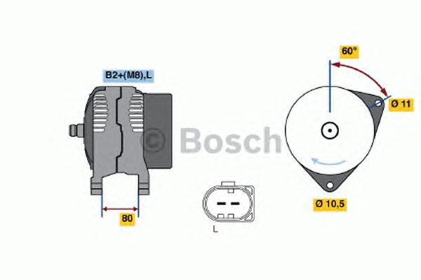 Генератор 14v, 140a (Bosch) BOSCH 0 124 525 064 - фото 