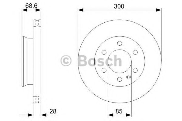 Диск тормозной MB SPRINTER передн., вент. (Bosch) - фото 
