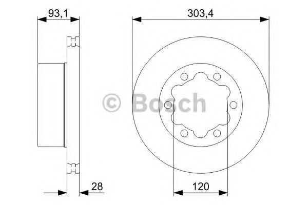 Тормозной диск (пр-во Bosch) BOSCH 0 986 479 296 - фото 