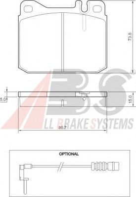 Колодки тормозные MERCEDES 200-280/300/350/450 передние (ABS) A.B.S. All Brake Systems 36105 - фото 